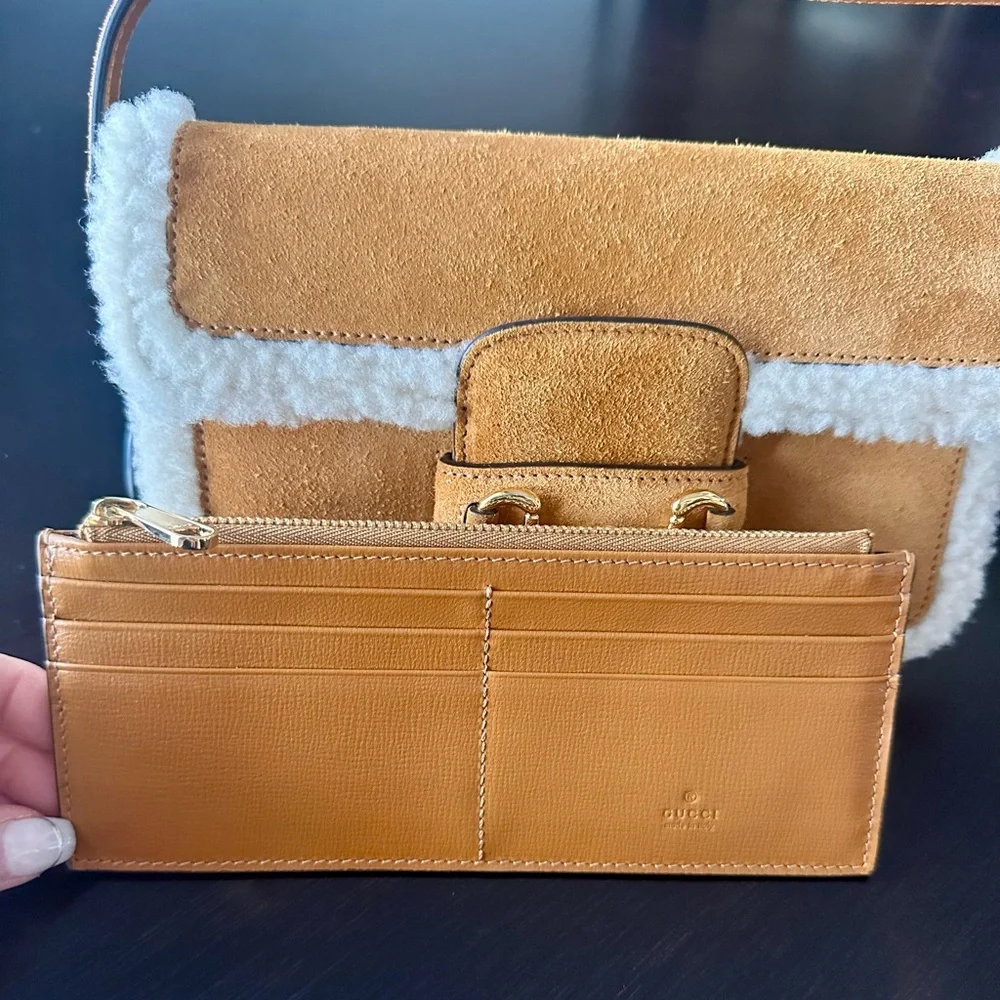 Gucci 1955 Horsebit Mini Shearling Trim Shoulder Bag - Picture 7 of 9